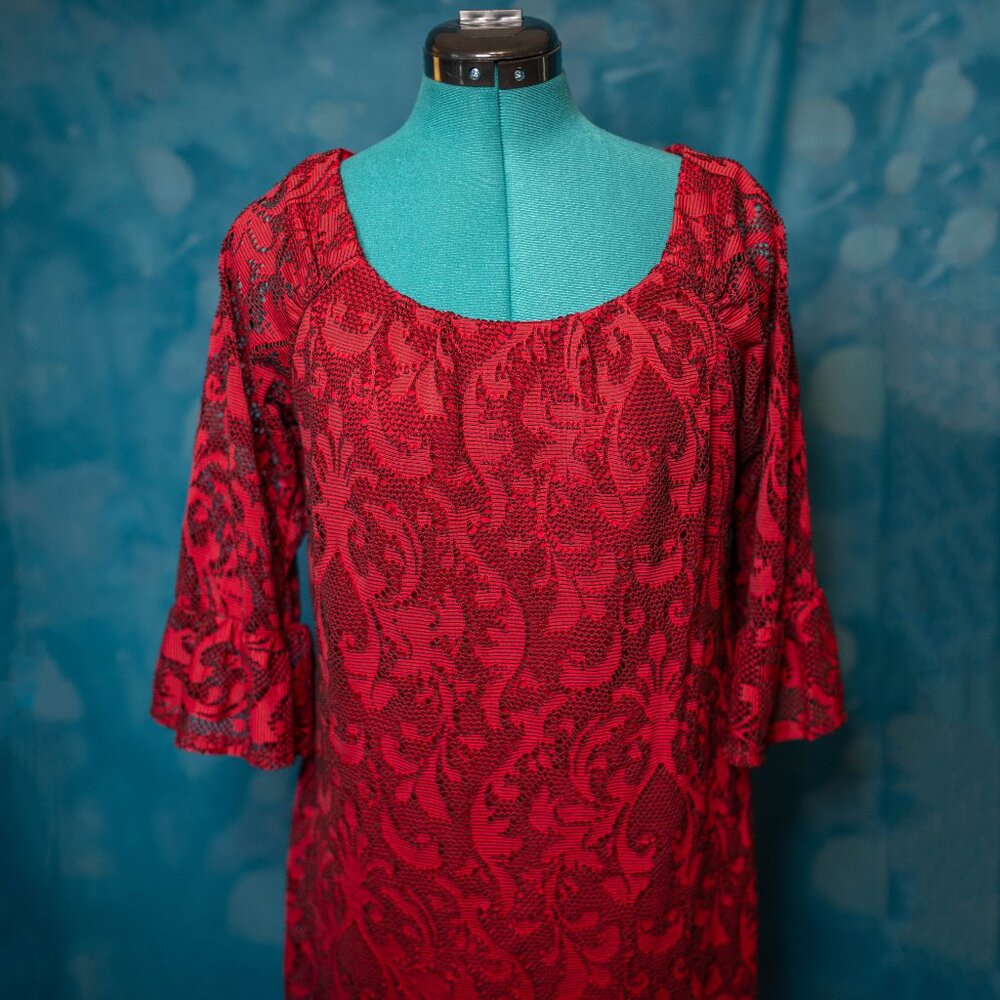 CLEARANCE Rabbit Rabbit Rabbit Red Lace Overlay Dress – Size M - Picture 2 of 6